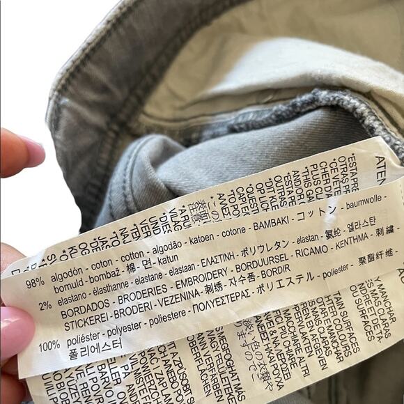 ZARA Jeans Womens Size 12 Gray Mid Rise Ankle Embroidered Flowers Stretchy - Picture 6 of 12